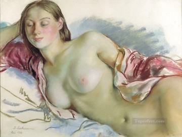 150の主題の芸術作品 Painting - 桜のマントを着た横たわる裸婦 1934年 近代現代印象派